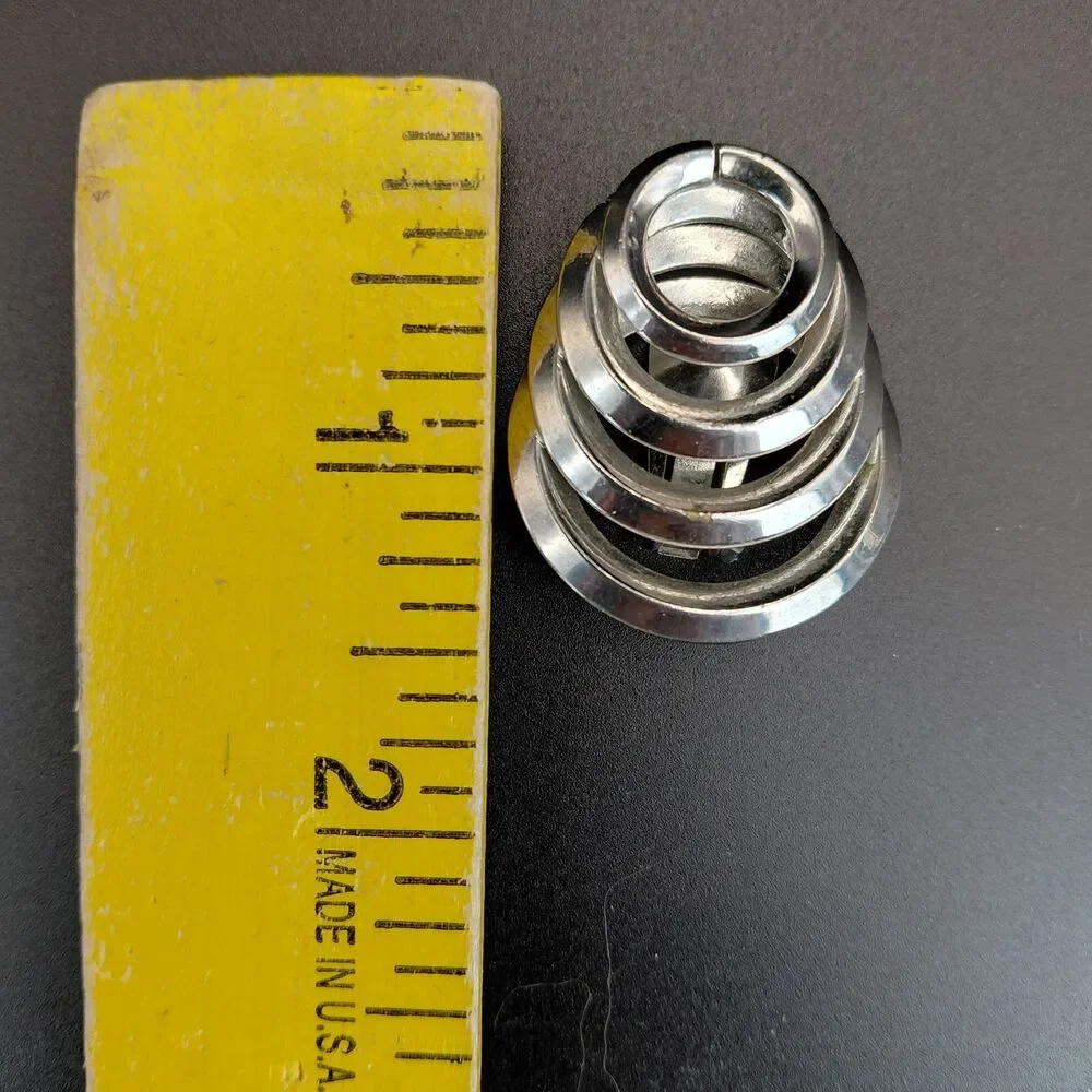 Vintage Space Age Chrome Clip On Earrings 1980s Geometric Concentric Spiral
